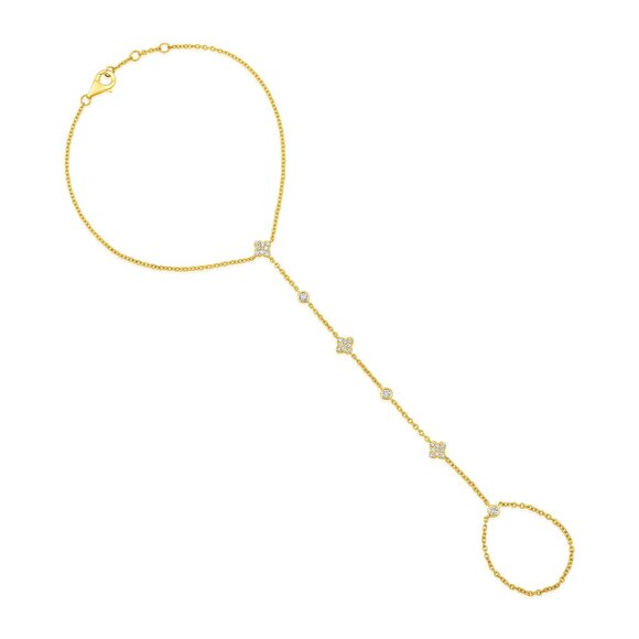 30 Diamonds Bloom 14K Yellow Gold Hand Chain